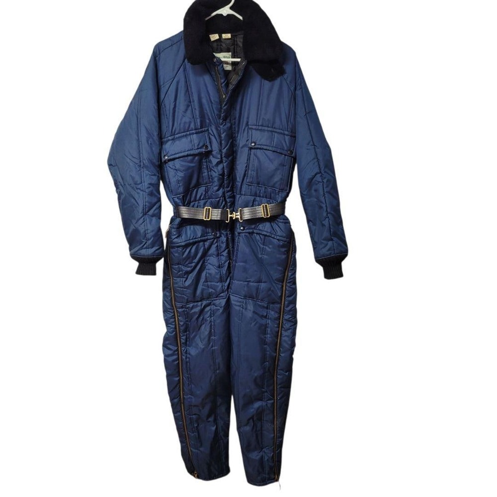 Zero Zone Snow Suit Vintage Zip Snap Mens‎ M Womens L Blue Winter Snowmobile Ice